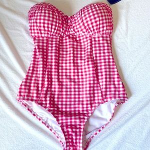 Lauren James pink gingham one piece bathing suit